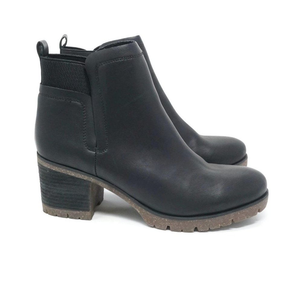 Korks Womens Ankle Boots Black Vegan Leather Block Heel Chunky Size 9.5 M
